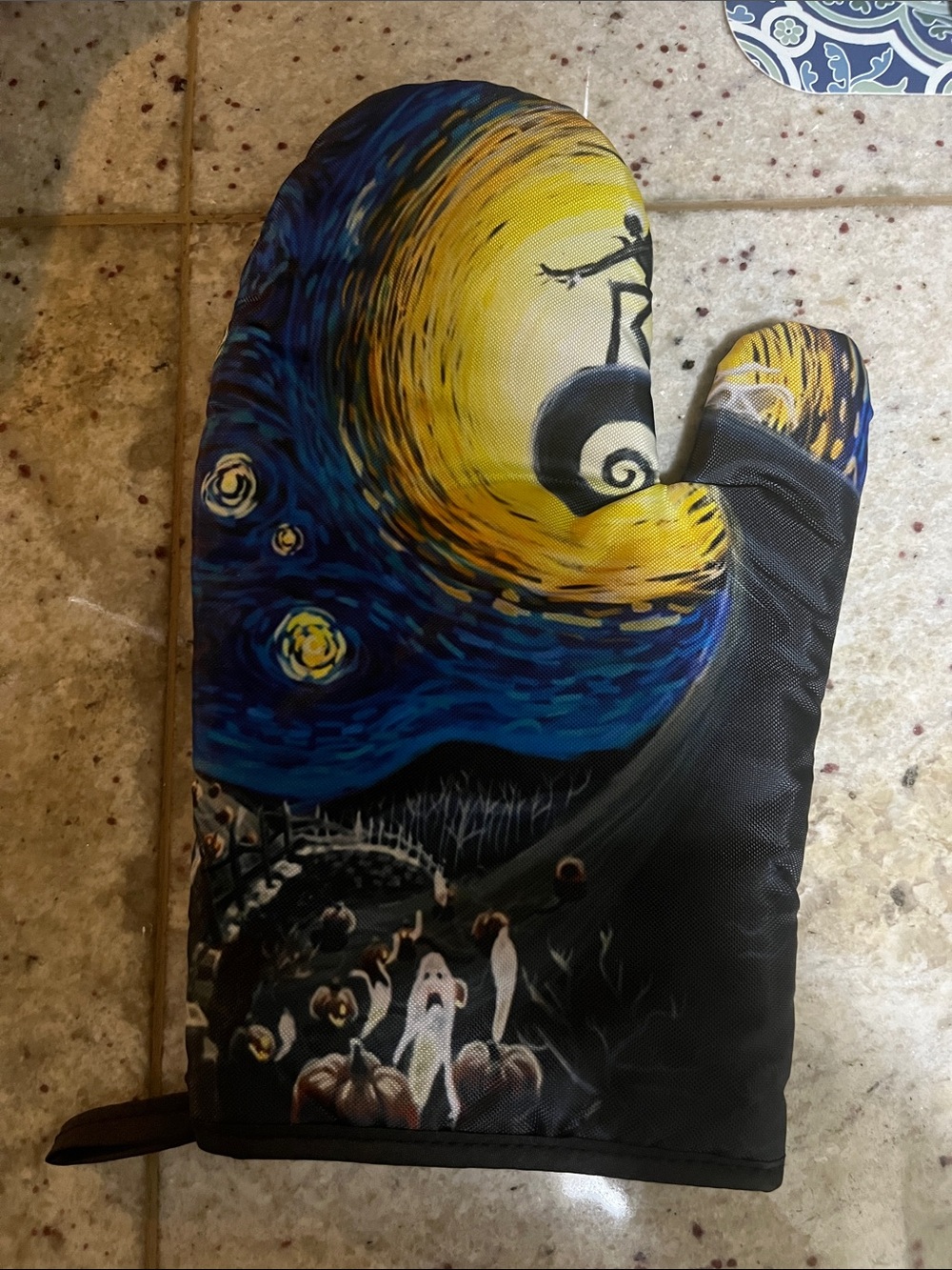 Blue & Yellow Halloween Oven Mitt - Unbranded